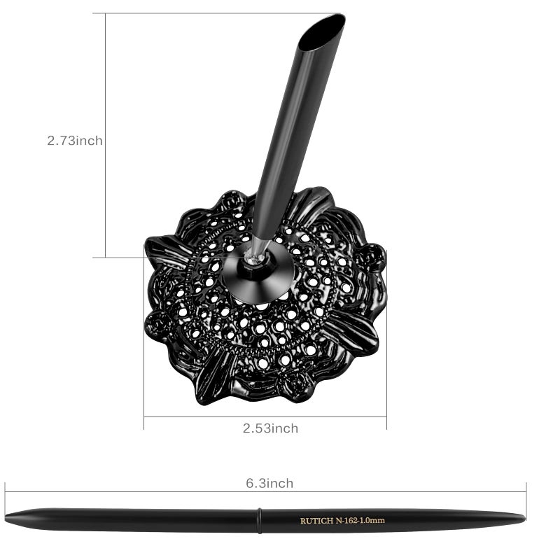 RUTICH Hollow Round Pen Holder Signing Pen Set for Wedding Bridal Opening Ceremony Graduation Offic, Blackâ€¦ - Image 2